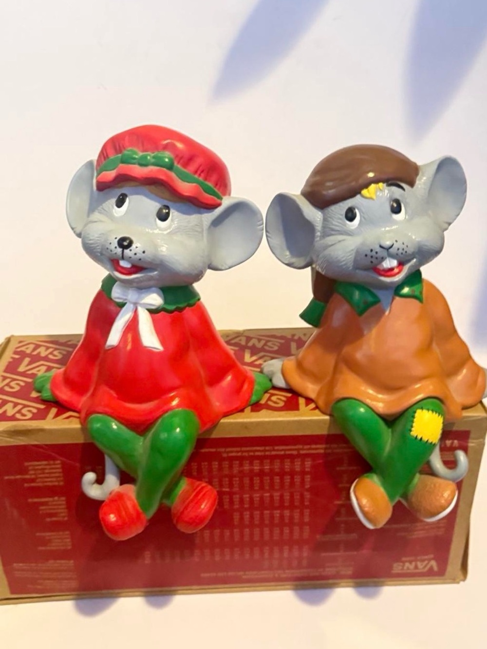 Cute Mouse Doll Pair - Red & Orange Holiday Figurines